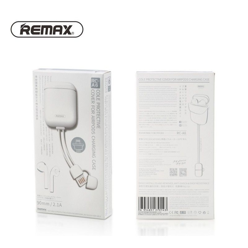 Étui Silicone Airpod Remax Blanc Avec Câble Lightning RC-A6