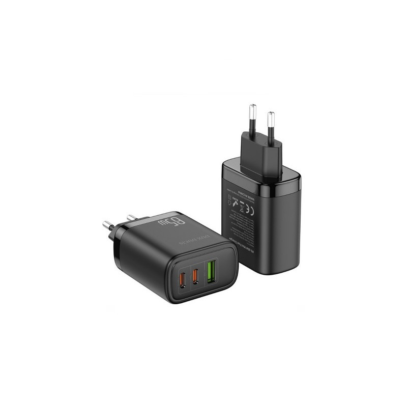 Chargeur mini charge rapide Dux Ducis 65W C110 Noir 1 port USB 2 ports Type-C