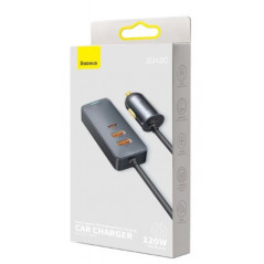 Chargeur Voiture Fast Charge Ports USB x 2 et Type-C x2 120W Baseus Share Together Gris (CCBT-A0G)