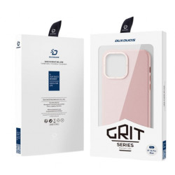 Coque pour iPhone 14 Pro Max Dux Ducis Grit Simili Cuir Rose (Compatible MagSafe)